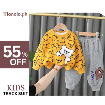 Yellow Bears Print Sweatshirt With Trouser For Kids (RX-345)