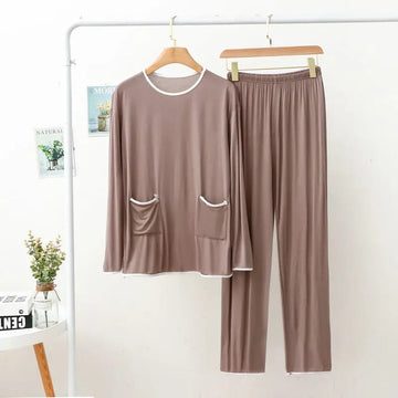 Skin Round Neck Front pocket Style T-shirt with Plazo Trouser Suit (RX-377)
