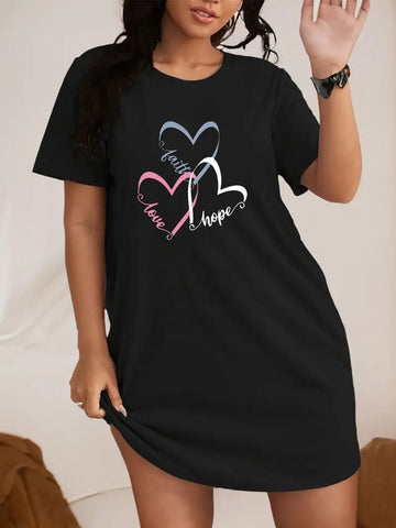 Black Hope Faith Love Print Long Shirt For Women (MN-209)