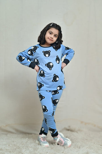 Blue bears Printed Kids Night Suit