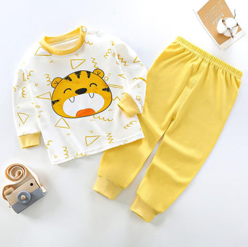 Off white Lion with yellow pajama Printed Kids Night Suit