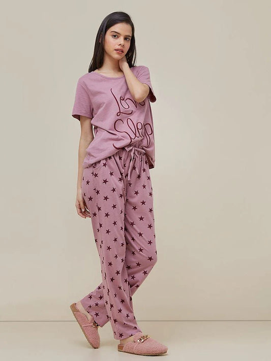 Pink Love sleep Printed Trouser Night Suit (RX-505)