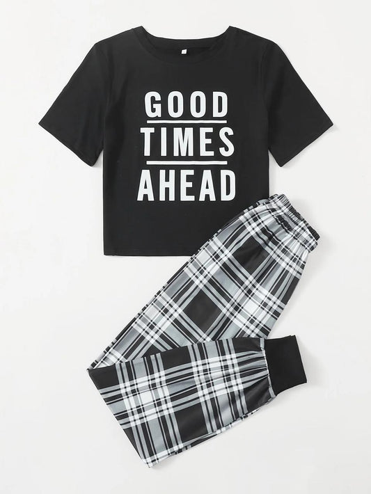 Black Good time Ahead Printed Night wear ( RX-9998)