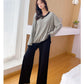 Grey V-Neck With Black Plazo Night Suit For Women (RX-80)