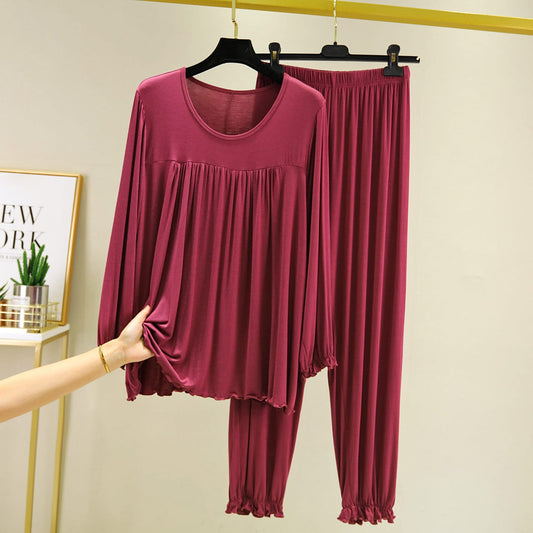 Maroon Frill Style Night Suit For Her (RX-95)