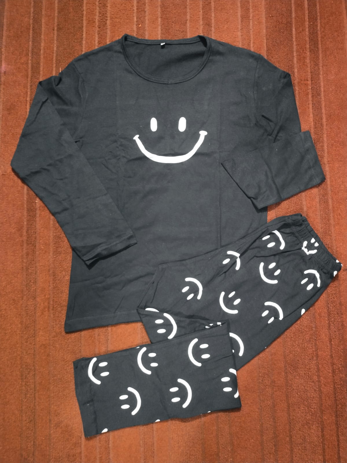 Black Smile Printed Night Suit For Her (RX-93)