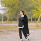 Black Color Flapper Style Plazo Pajama Night Suit For Women ( RX -89)