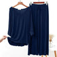 Navy Blue V-Neck With Plazo Night Suit For Her (RX-98)