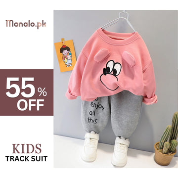 Pink Mouse Print Sweatshirt With Trouser For Kids (RX-347)