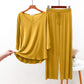 Yellow V Neck T-shirt With Plazzo Trouser Suit (RX-359)