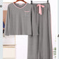 Grey with Pink V Neck Pocket T-shirt with Plazo Trouser Suit (RX-375)
