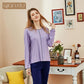 Purple Round Neck Front Lining T-shirt with Navy Blue Plazo Trouser Suit (RX-380)