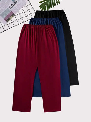 Pack Of 3 Plain MULTI COLOURS PLAZO Pajamas For Ladies (MN-150000)
