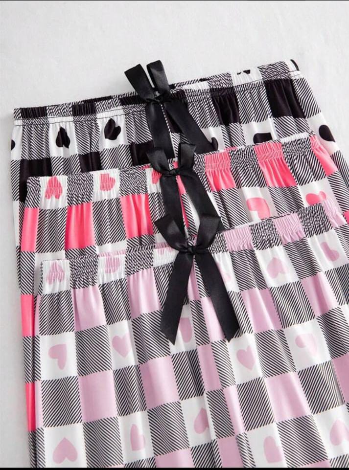 Pack of 3 Checkered Hearts Printed Plazo For Her