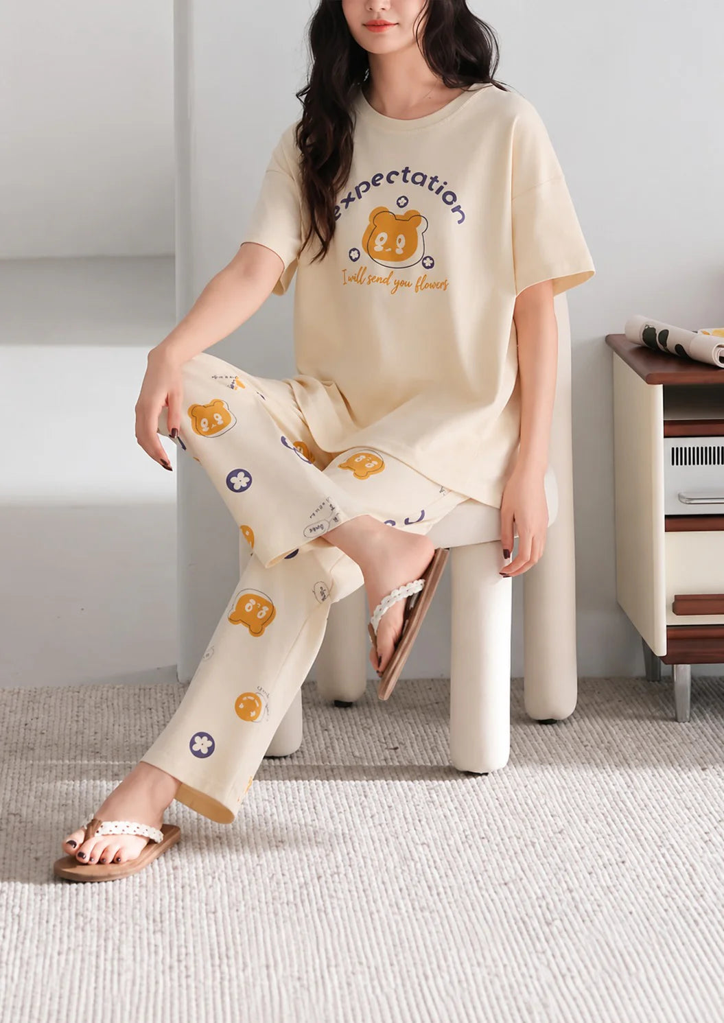 Off White Expectation printed night suit For her