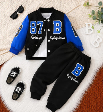 Black And Blue 87 Varsity Track Suit