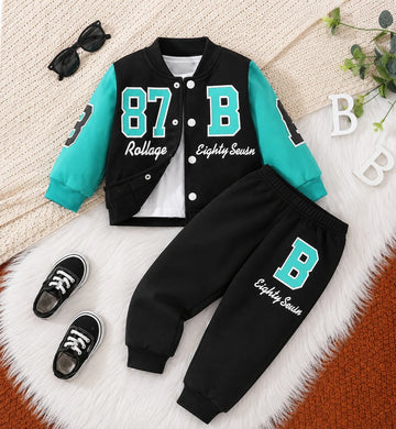 Black And Green 87 Varsity Track Suit