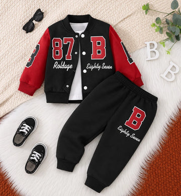 Black And Red 87 Varsity Track Suit