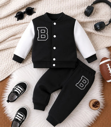 Black And White Varsity Track Suit