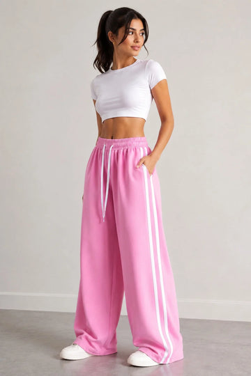 Pink White Stripes Terry Baggy Trousers for her
