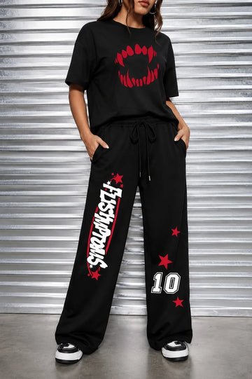 Black Fly Symptoms 10 Wide Leg Baggy Terry Trouser for her