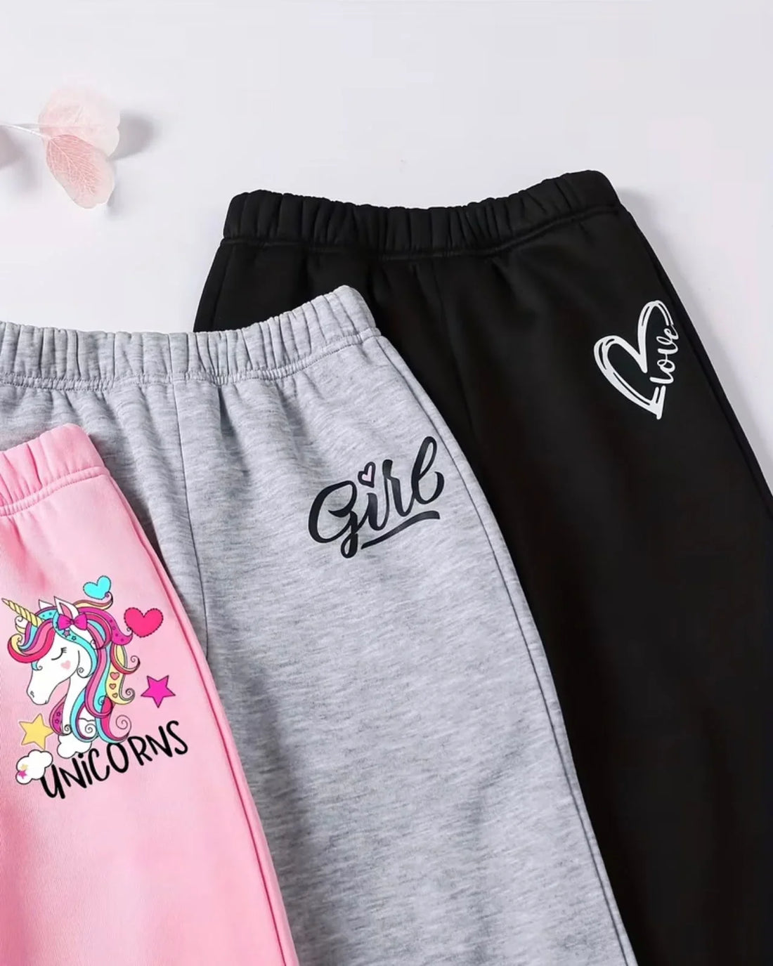 Cute Print Wide Leg Fleece Trousers - Pack of 3