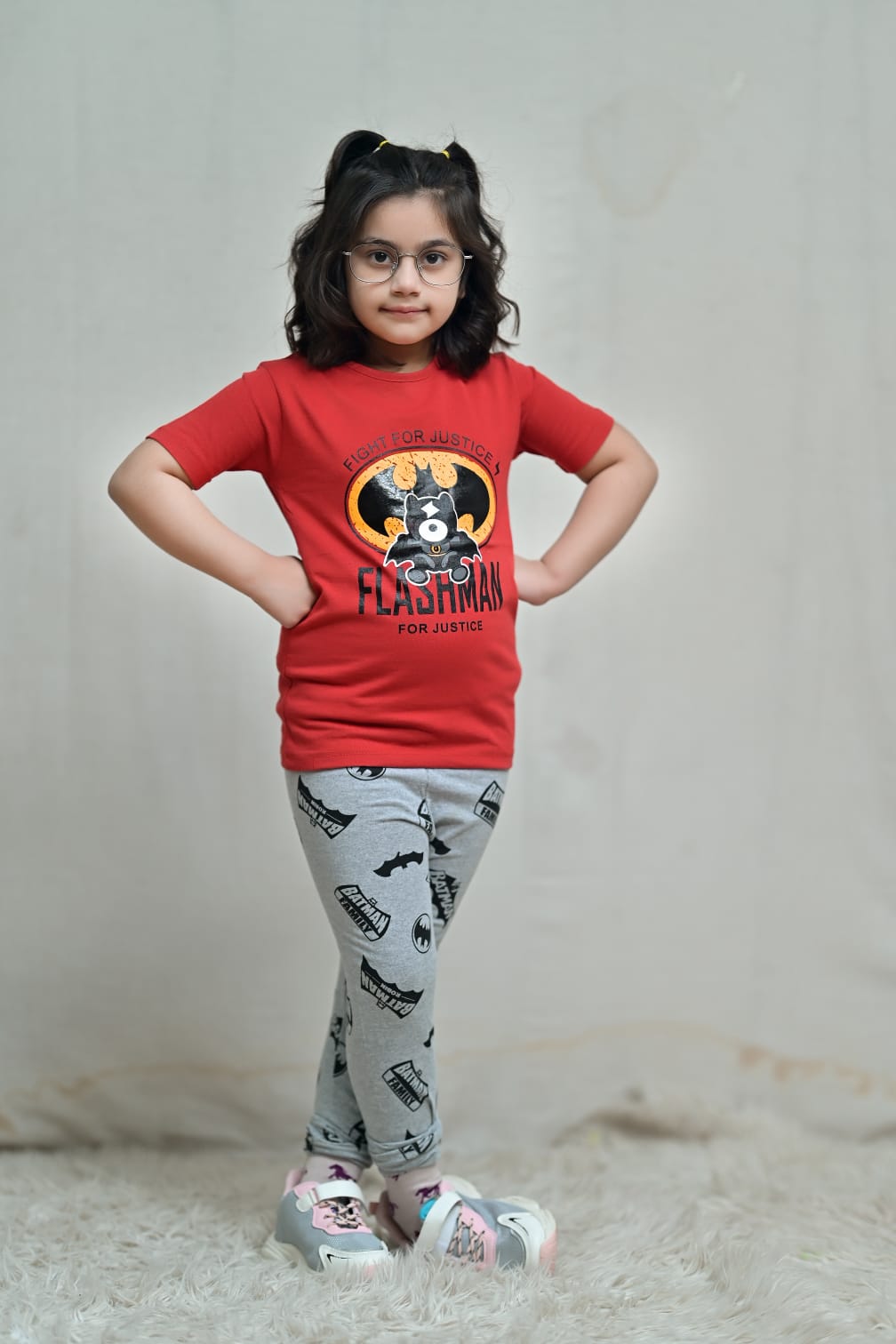 Red batman Printed Kids Night Suit
