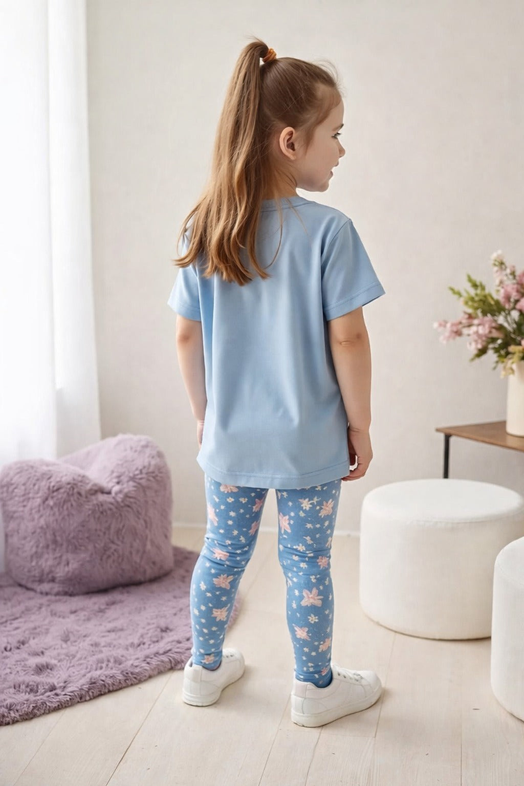 Sky blue live in the sunshine printed kids night suit