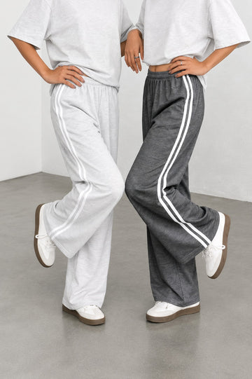Pack of 2 white stripes hezel Grey And Charcoal Grey Terry baggy Plazo for her