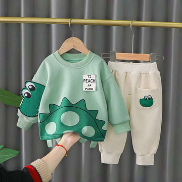 Green Crocodile Print Sweatshirt With Trouser For Kids (RX-341)