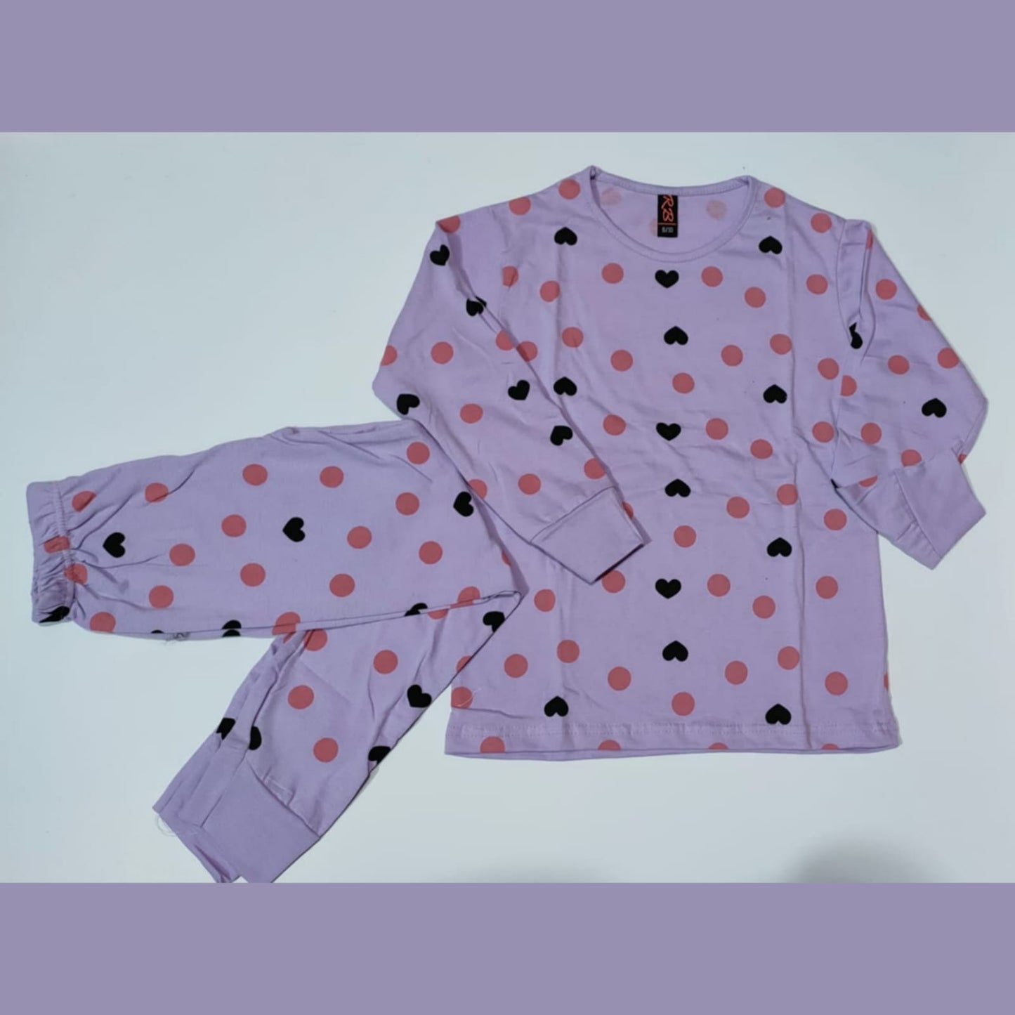 Baby or Baba Purple Hearts Print Full Sleeves Kids Suits (1 Pcs) (RX-141)