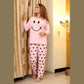 Pink Smile with Dotted Style Pajama Full Sleeves Night Suit for her (RX-95)