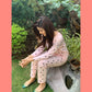 Pink Love Heart Print Full Sleeves Night Suit for Her (RX-11)