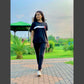 Black and White Stylish Printed Half Sleeves T Shirt with Panel Pajama Suit for her (RX-81)