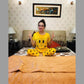 Yellow Smile with Dotted Printed Pajama Half Sleeves Night Suit for her (RX-78)