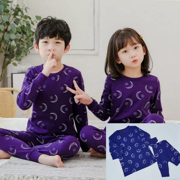 Baby or Baba Purple Moon and Star Print Full Sleeves Kids Suits(1 Pcs) (RX-144)